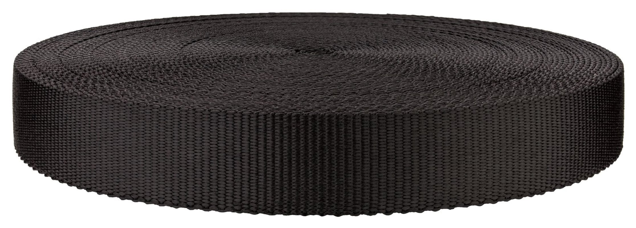 1 1/4 Inch Black Super Heavy Polypro Webbing Closeout, 25 Yards
