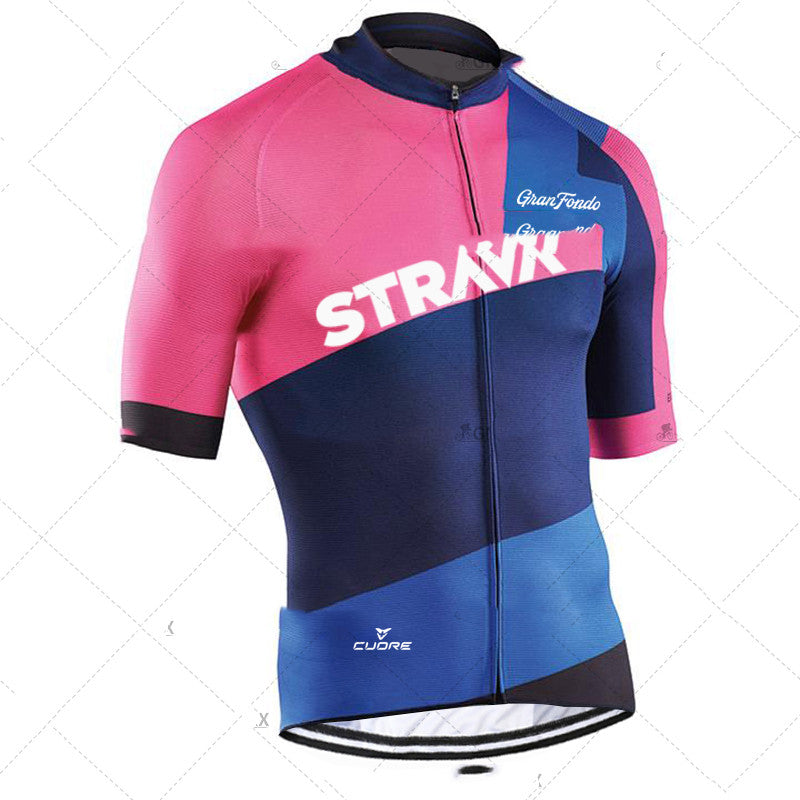 Cross-border Team Version Summer Cycling Jersey Men's Stretch High Neck Short-sleeved Shirt NW Outdoor Road Cycling Jersey - Blue Force Sports